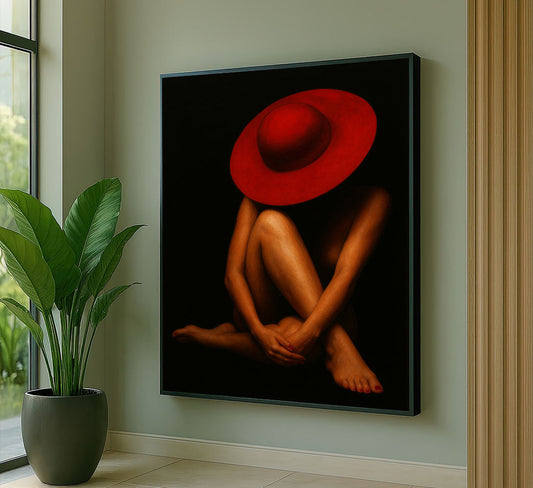 Elegant Woman In Red Hat Canvas Wall Art