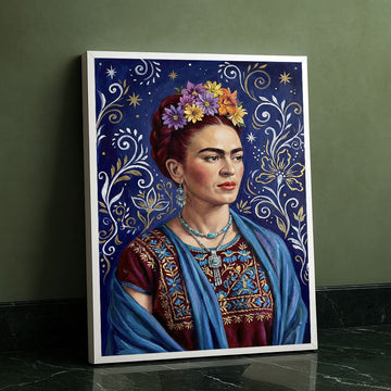 Captivating Woman In Floral Headpiece Canvas Wall Art