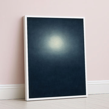 Minimalist Moonlit Glow Abstract Canvas Wall Art In Blue