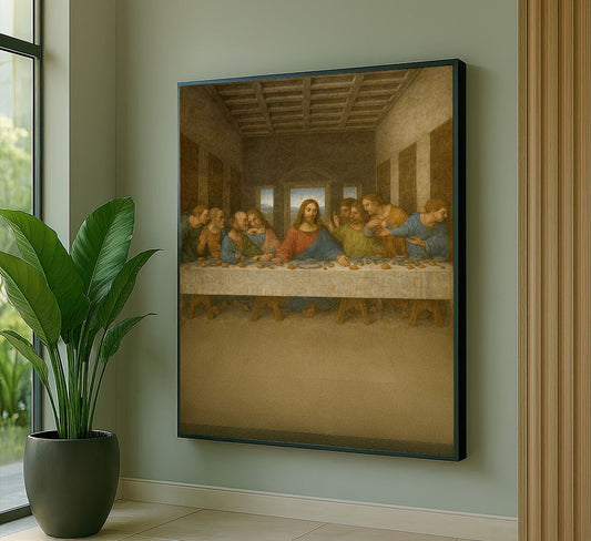 Dramatic Last Supper Scene With Jesus Canvas Wall Art