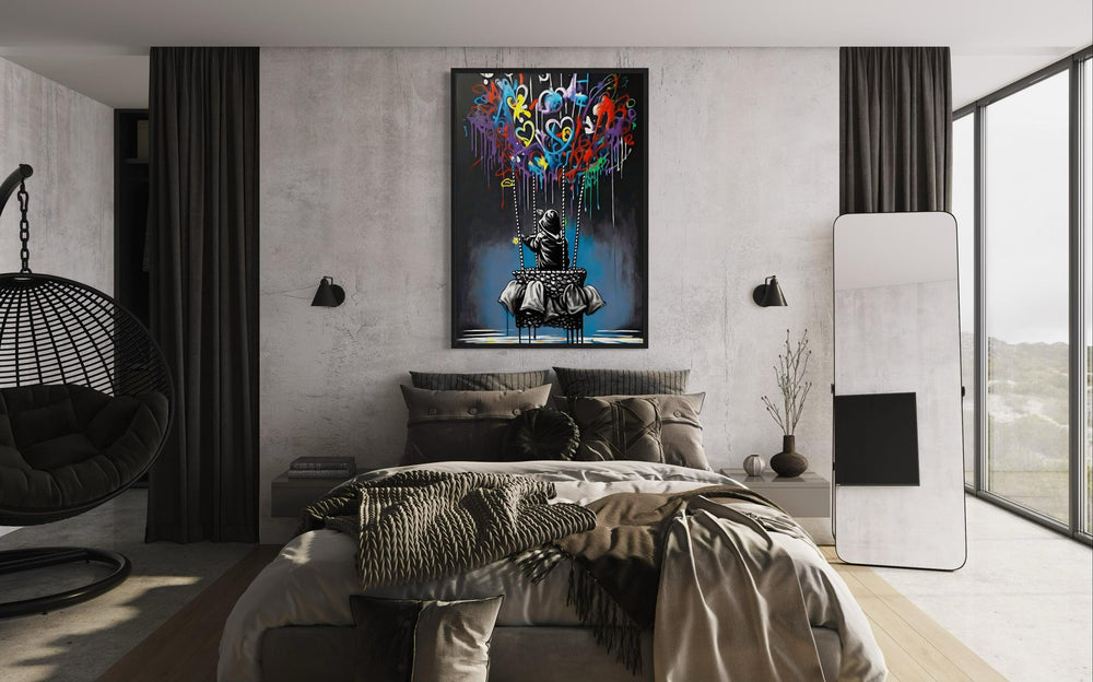 Graffiti Heart Balloon Canvas Print: Urban Street Art