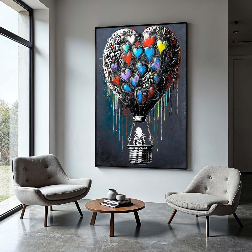 Graffiti Heart Balloon Canvas Print: Urban Street Art