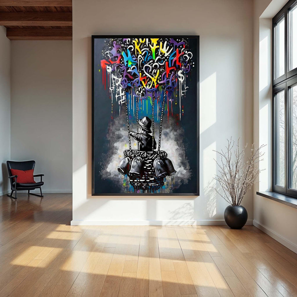 Graffiti Heart Balloon Canvas Print: Urban Street Art