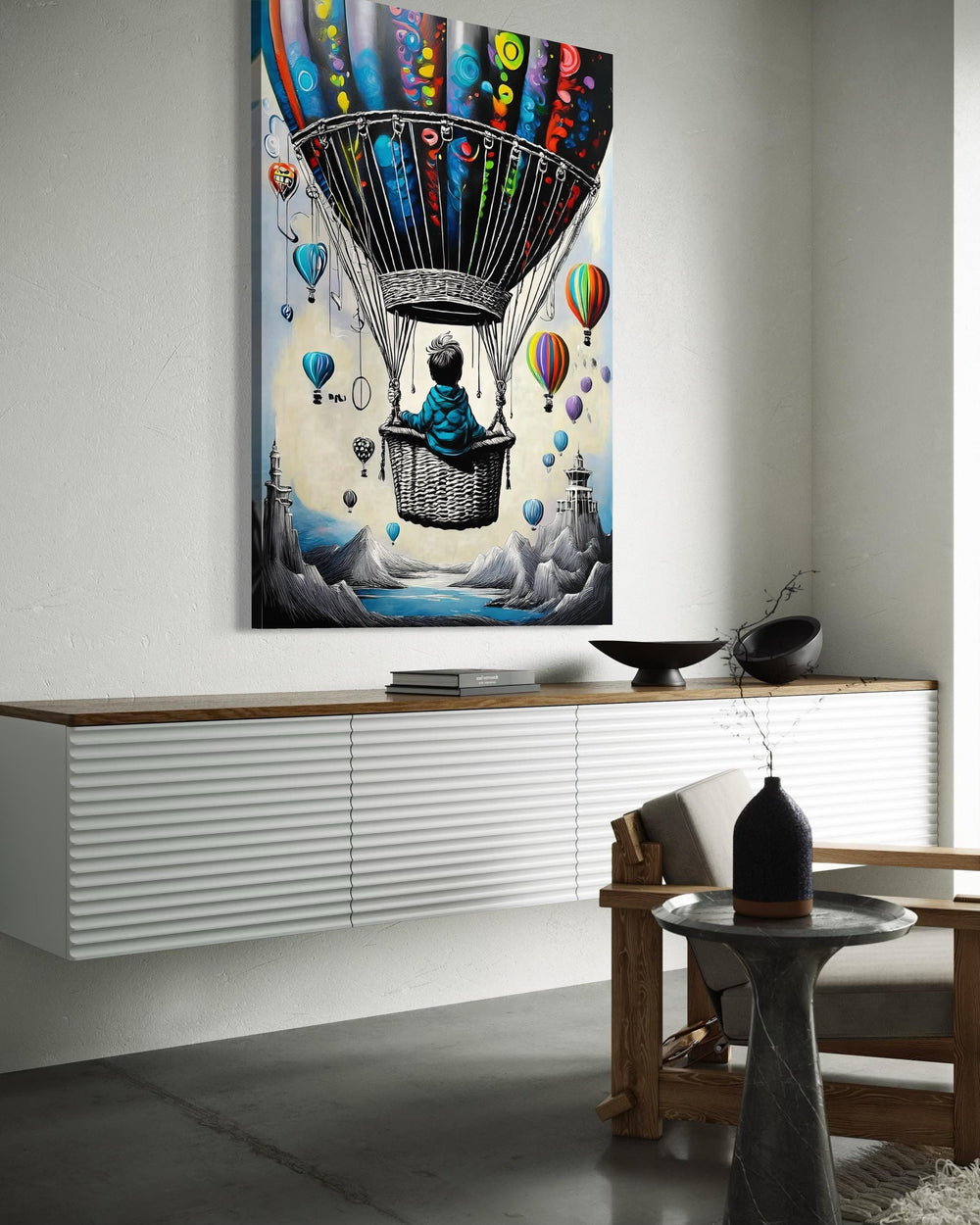 Heart Balloon Graffiti Canvas Print: Urban Street Art