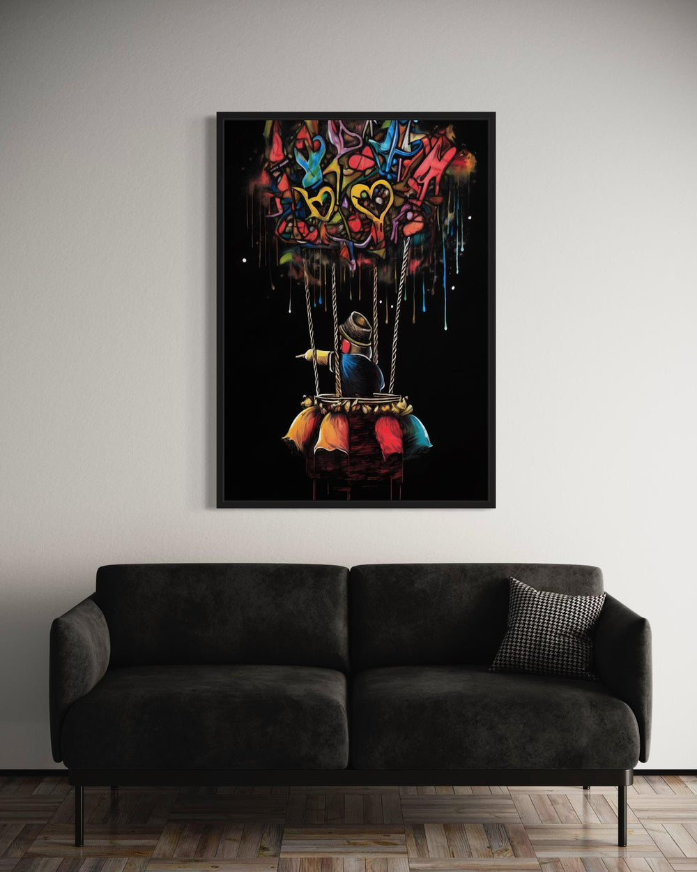 Graffiti Heart Balloon Canvas Print: Urban Street Art
