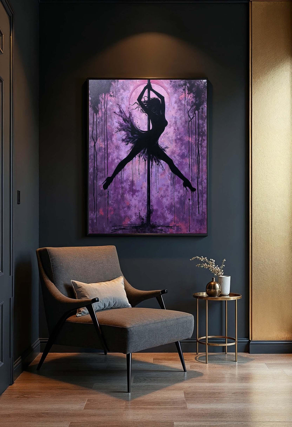 Erotic Silhouette Canvas, Sexy Pole Dancer Art, Feminine Decor