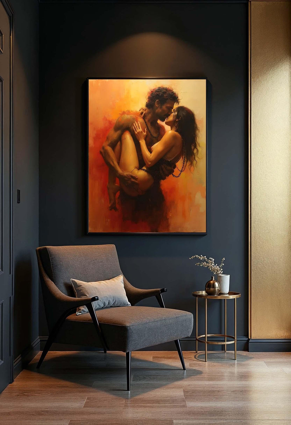 Sensual Lovers Canvas Art: Erotic Couple Painting, Romantic Decor