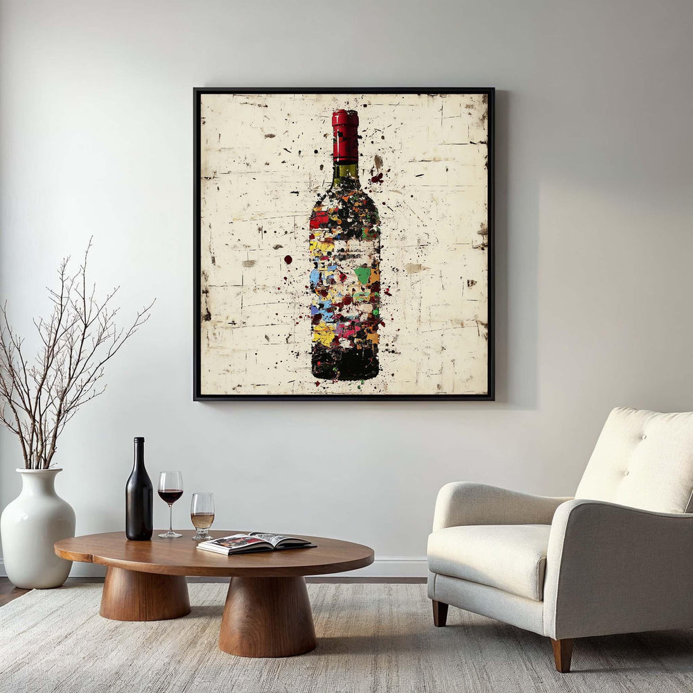 Abstract Wine Bottle Canvas Print: Modern Bar Decor
