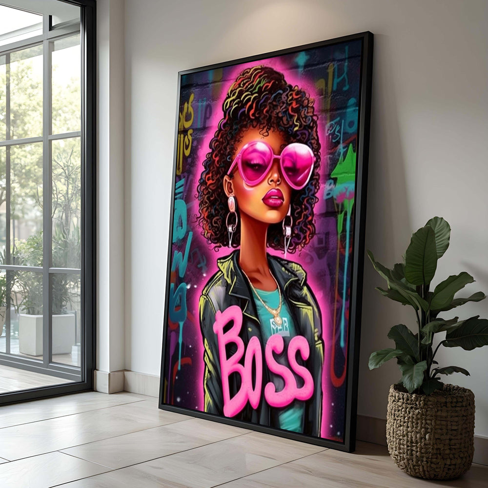 Boss Graffiti Art Canvas: Empowering Urban Street Style Print
