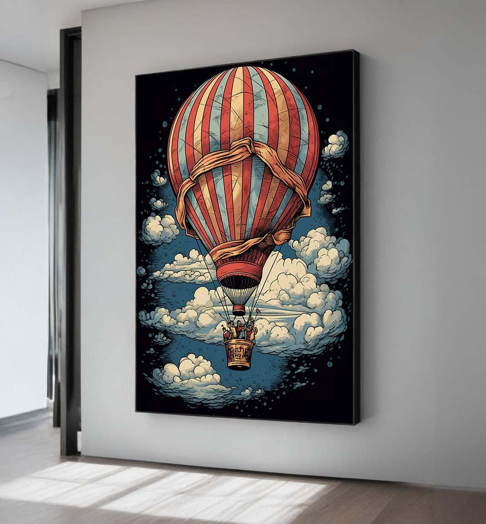 Vintage Hot Air Balloon Canvas Print: Whimsical Kids Room Decor