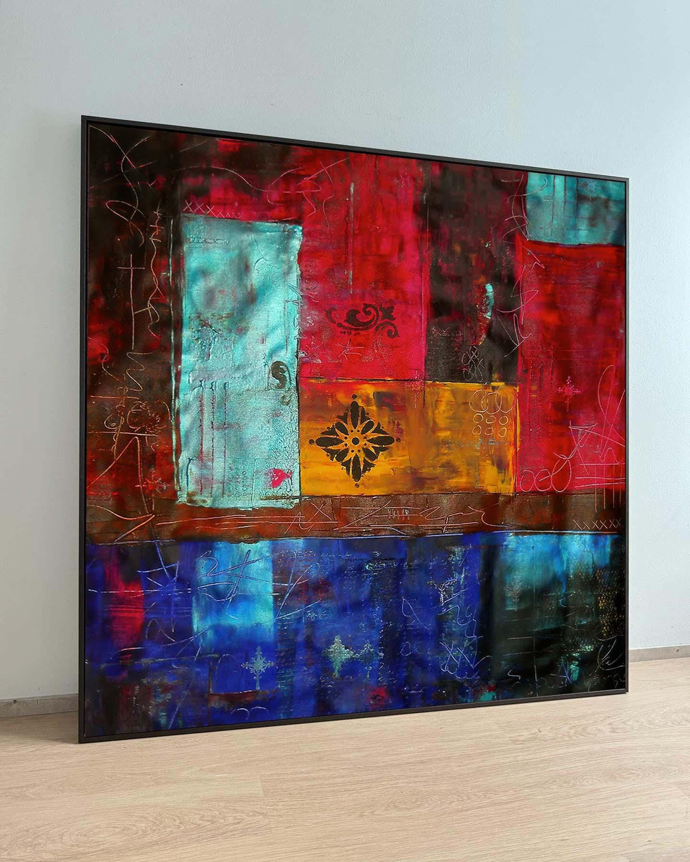 Abstract Geometric Canvas: Bohemian Multicolor Wall Art