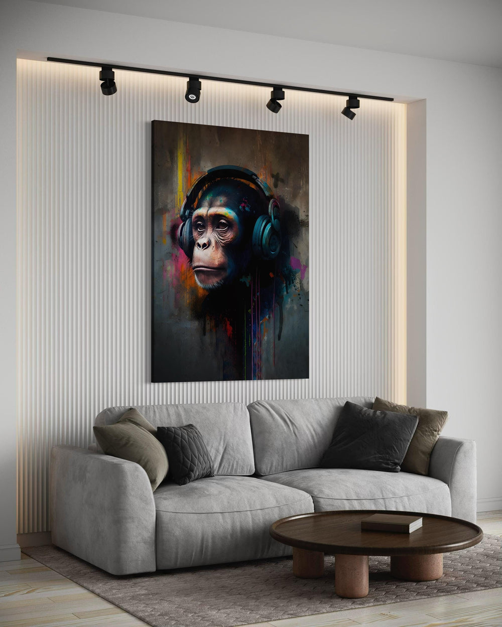 Monkey Headphones Canvas Print: Urban Graffiti Wall Art