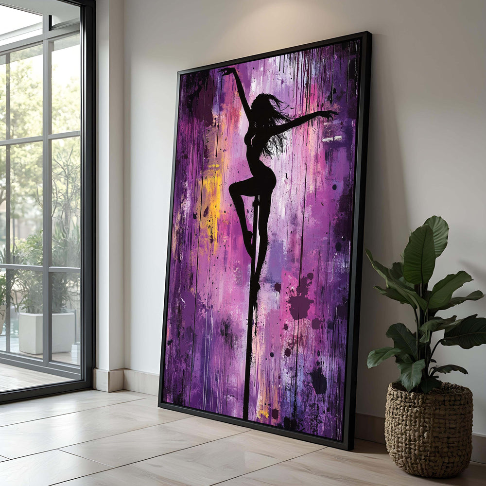 Pole Dance Art: Abstract Silhouette Canvas Print, Modern Home Decor
