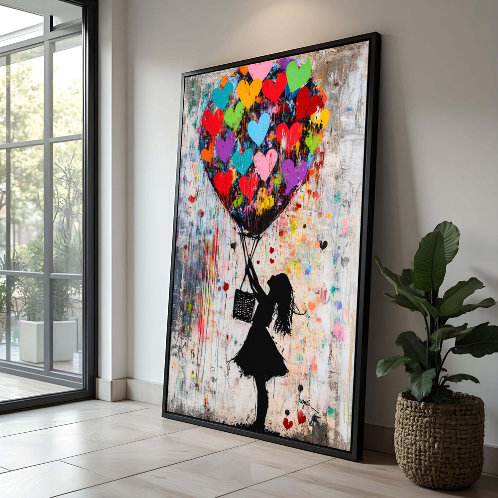 Colorful Heart Balloon Canvas Art: Modern Kids' Room Wall Print