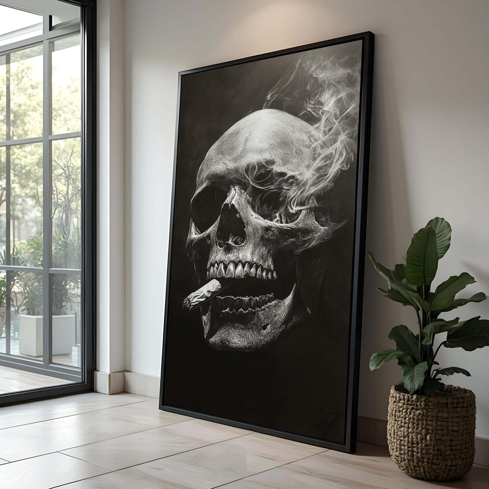 Smoking Skull Canvas Art – Gothic Halloween Decor