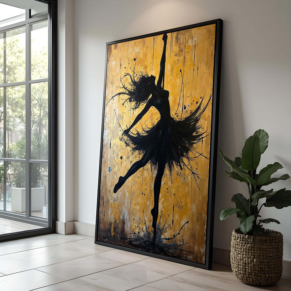 Ballerina Canvas Print: Golden Dance Art, Elegant Home Decor