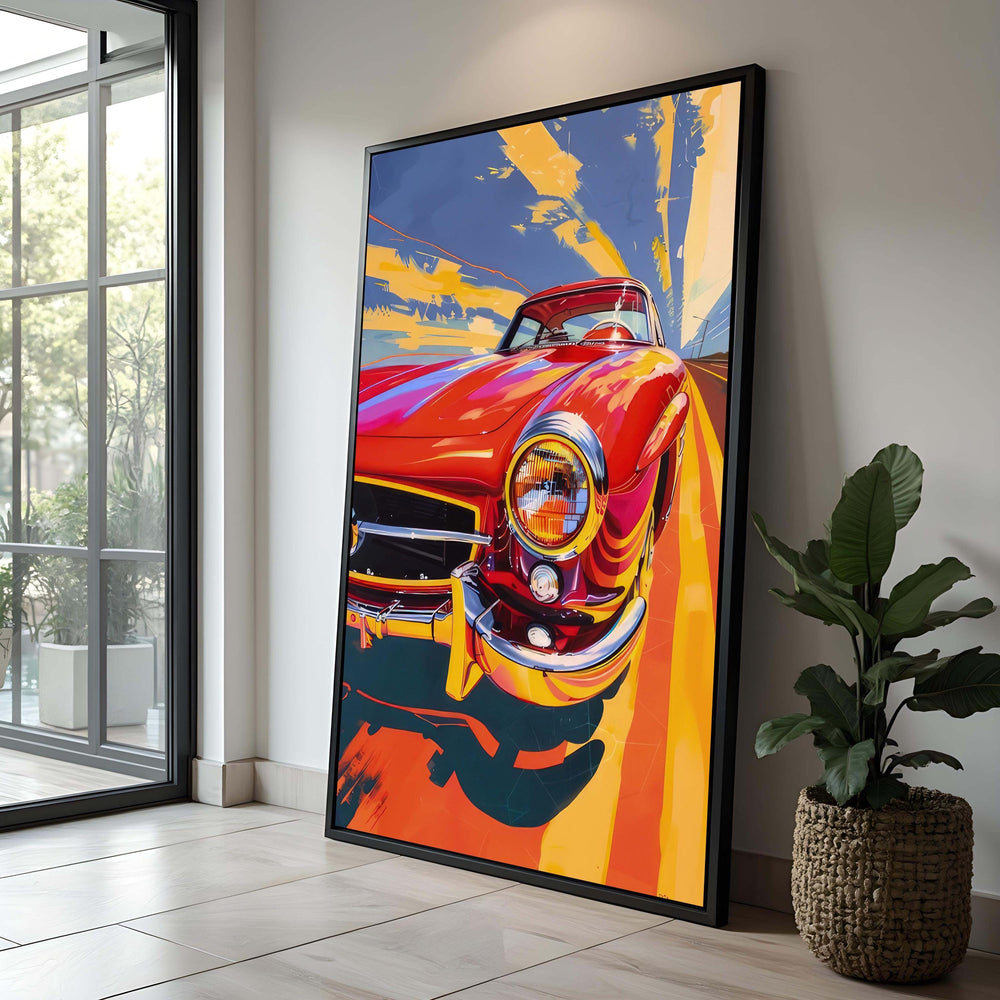 Retro Sports Car Canvas: Vibrant Pop Art Wall Decor