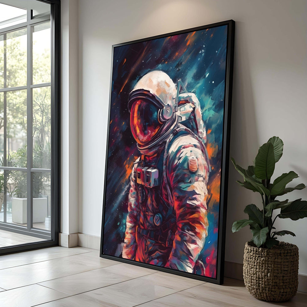 Abstract Astronaut Canvas Print: Vibrant Cosmic Space Art