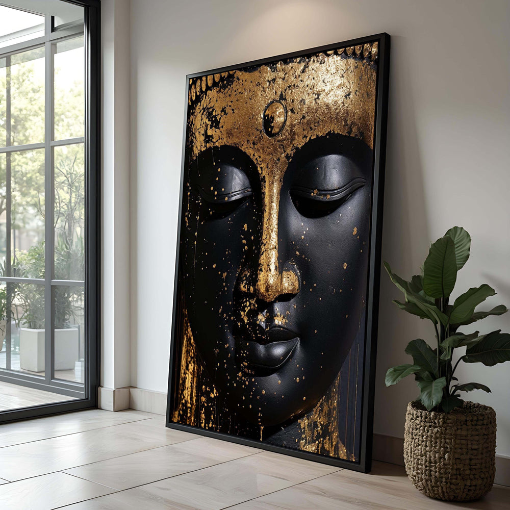 Gold Leaf Buddha Canvas Art: Zen Meditation Print