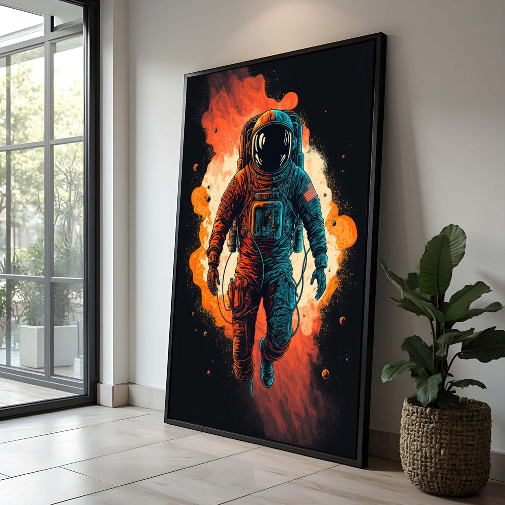 Vibrant Astronaut Canvas Print: Bold Sci-Fi Galaxy Wall Art
