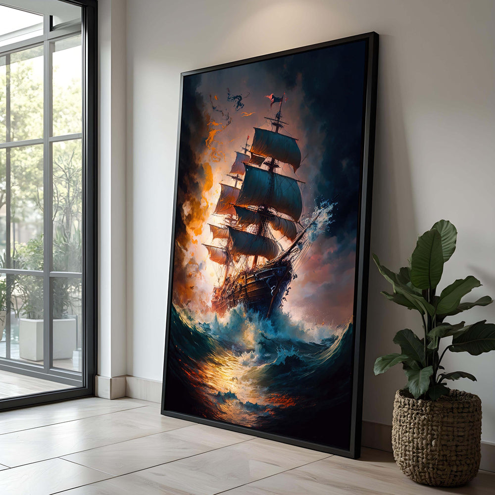 Sailing Ship Canvas Print: Dramatic Ocean Storm Nautical Wall Art