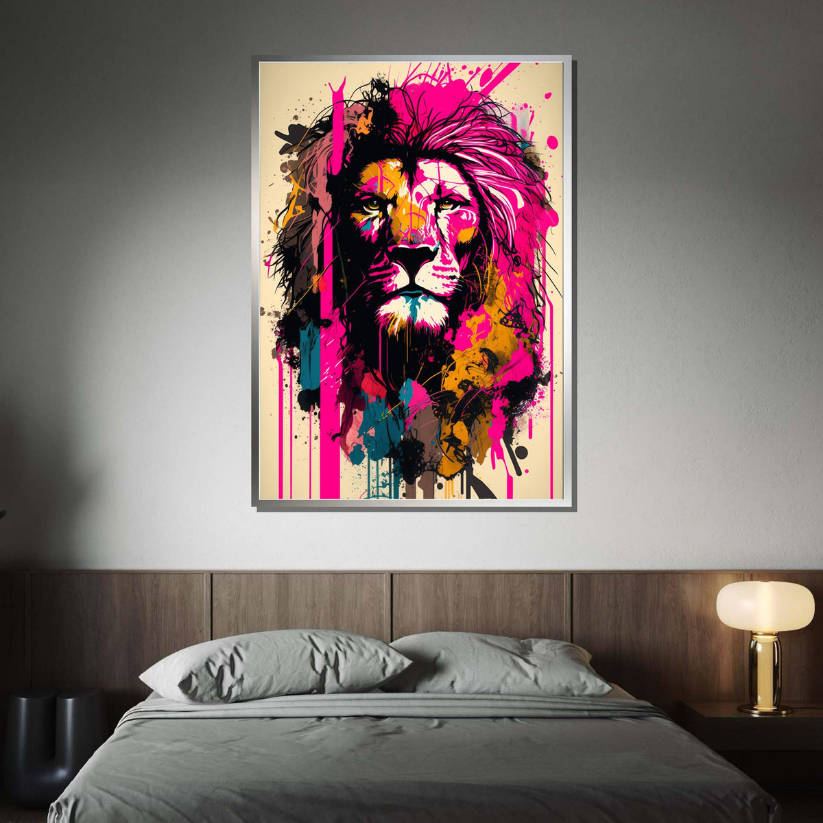 Abstract Lion Canvas Print: Bold Colorful Animal Wall Art