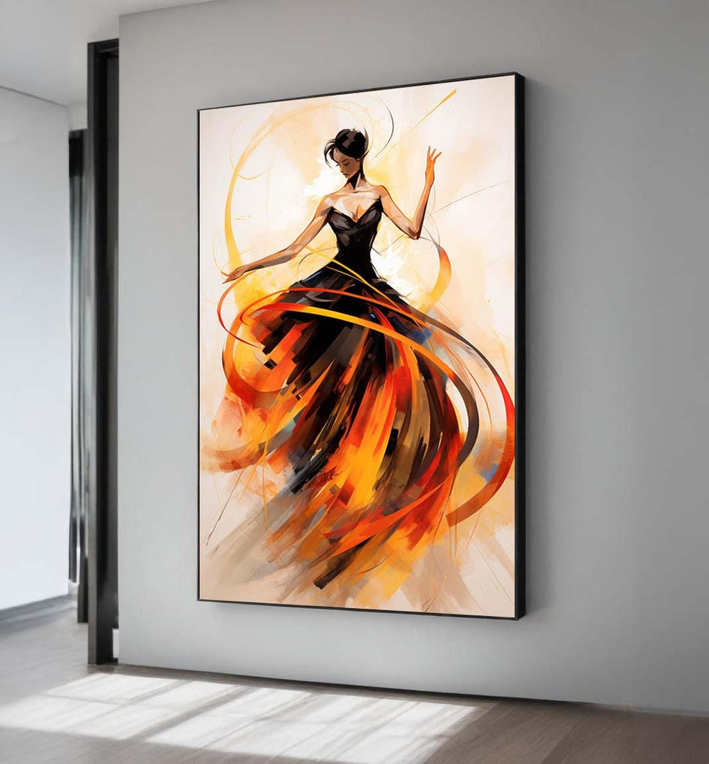 Abstract Dancing Woman Canvas Print: Modern Flowing Dress Art