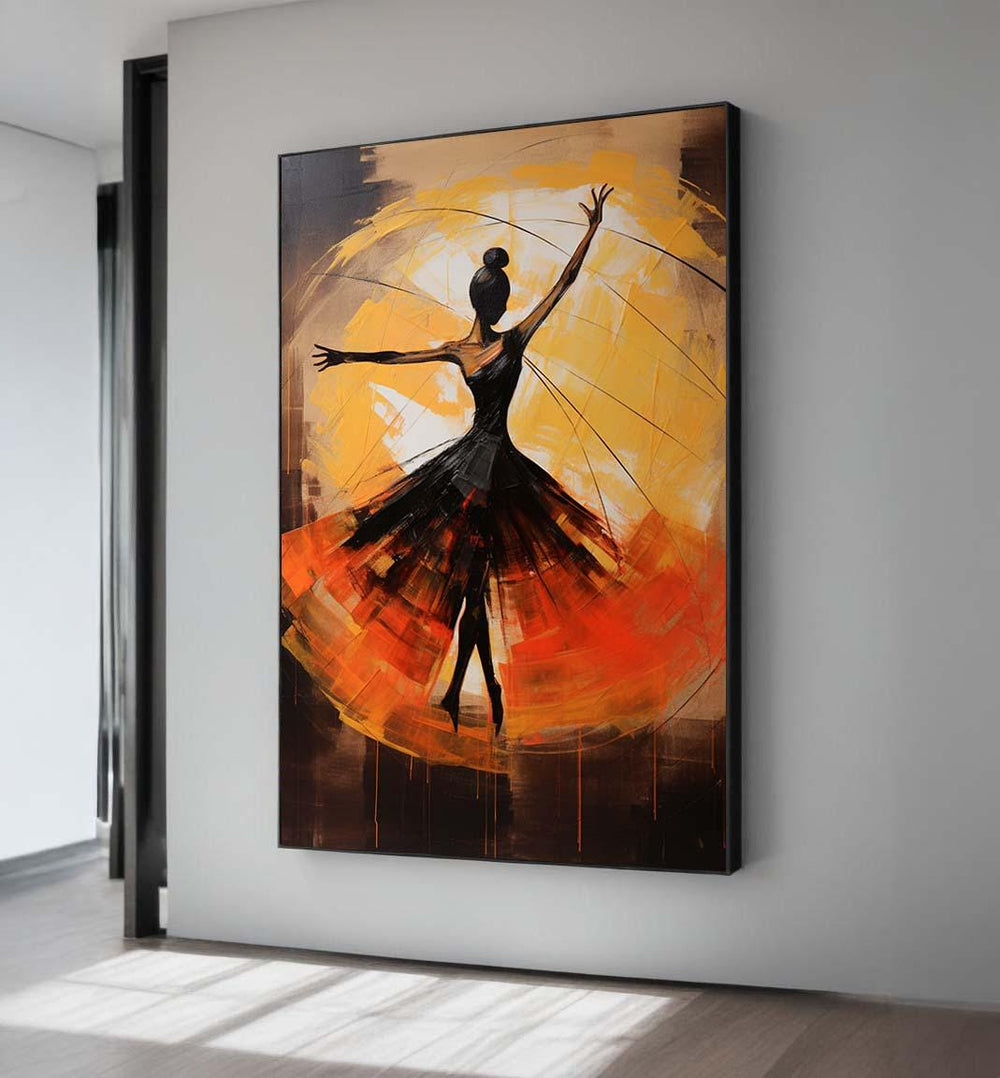 Abstract Ballerina Canvas Art: Fiery Dance Painting