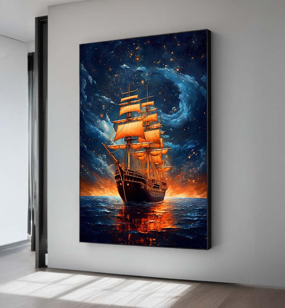 Starry Night Tall Ship Canvas Print: Nautical Voyage Art