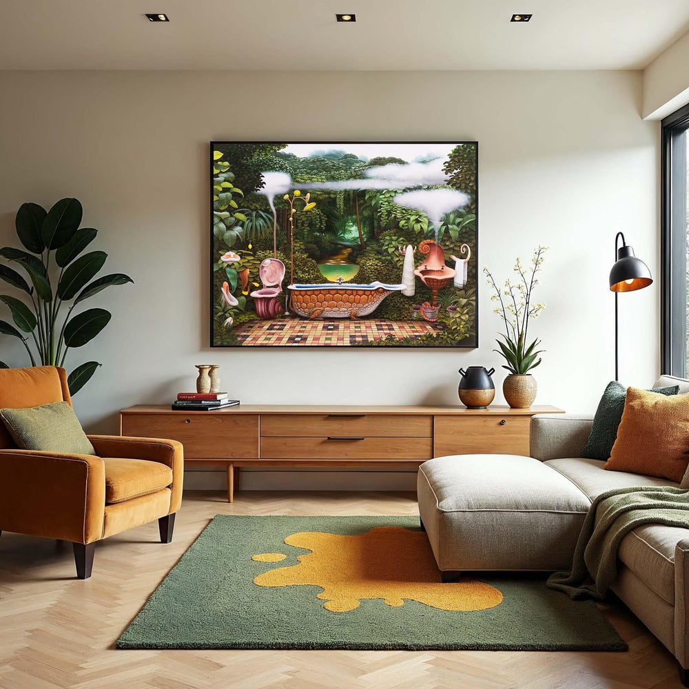 Surreal Jungle Bathroom Canvas: Whimsical Nature Wall Art