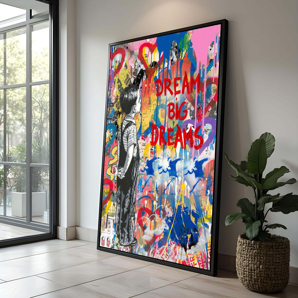 Dream Big Dreams Canvas | Colorful Graffiti Boy Art, Inspirational Wall Decor