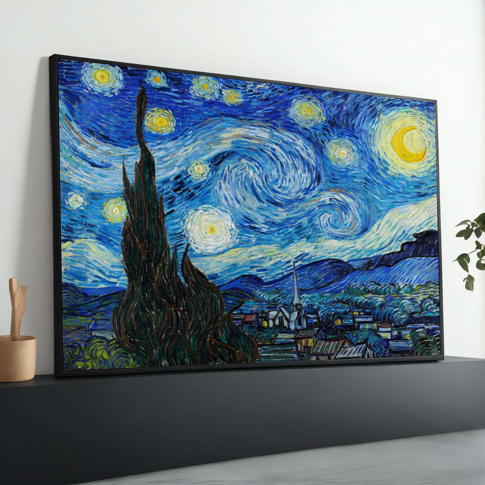 Starry Night Canvas Print: Van Gogh Famous Art, Swirling Sky Nightscape