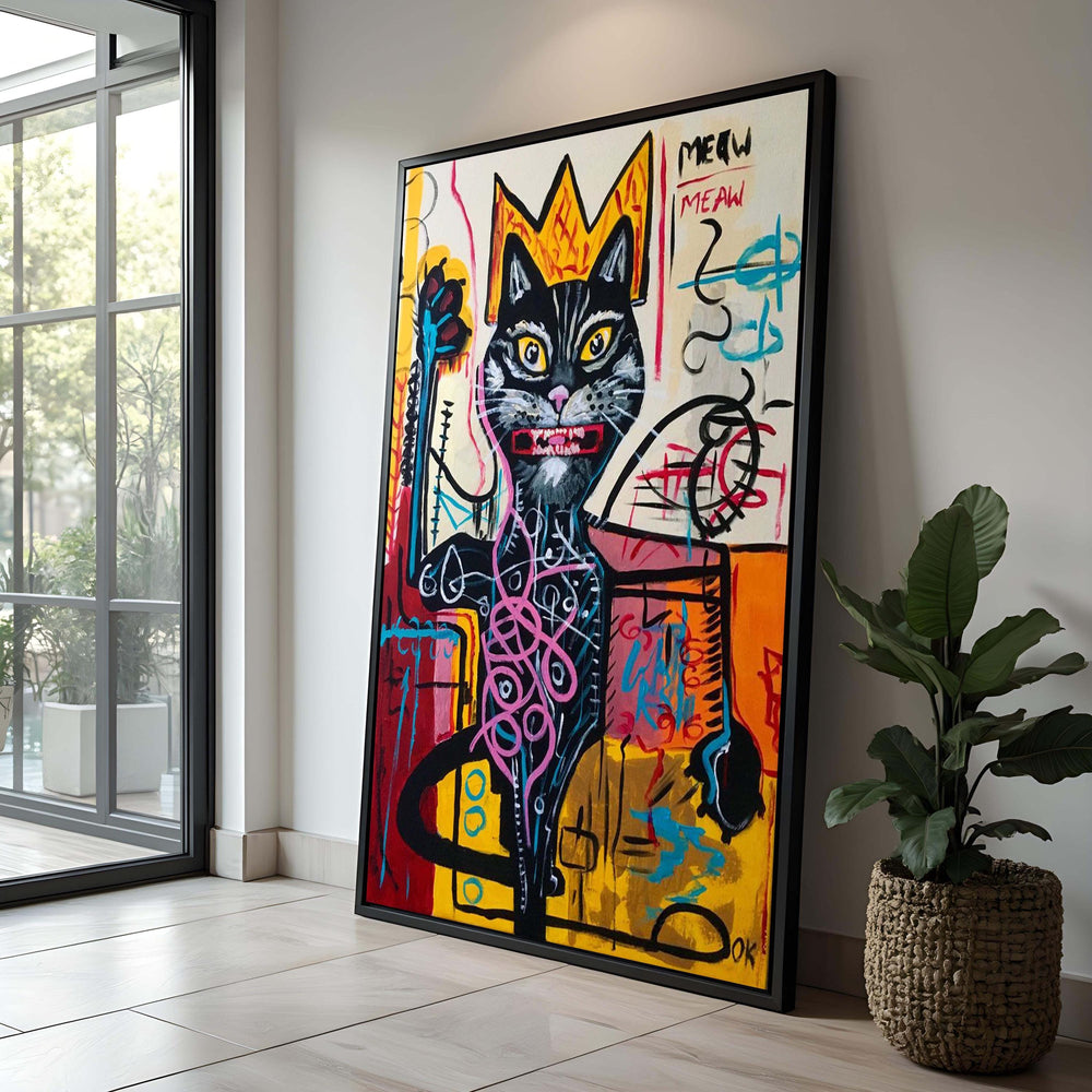 Graffiti Cat Canvas Print: Abstract Pop Art, Urban Wall Decor