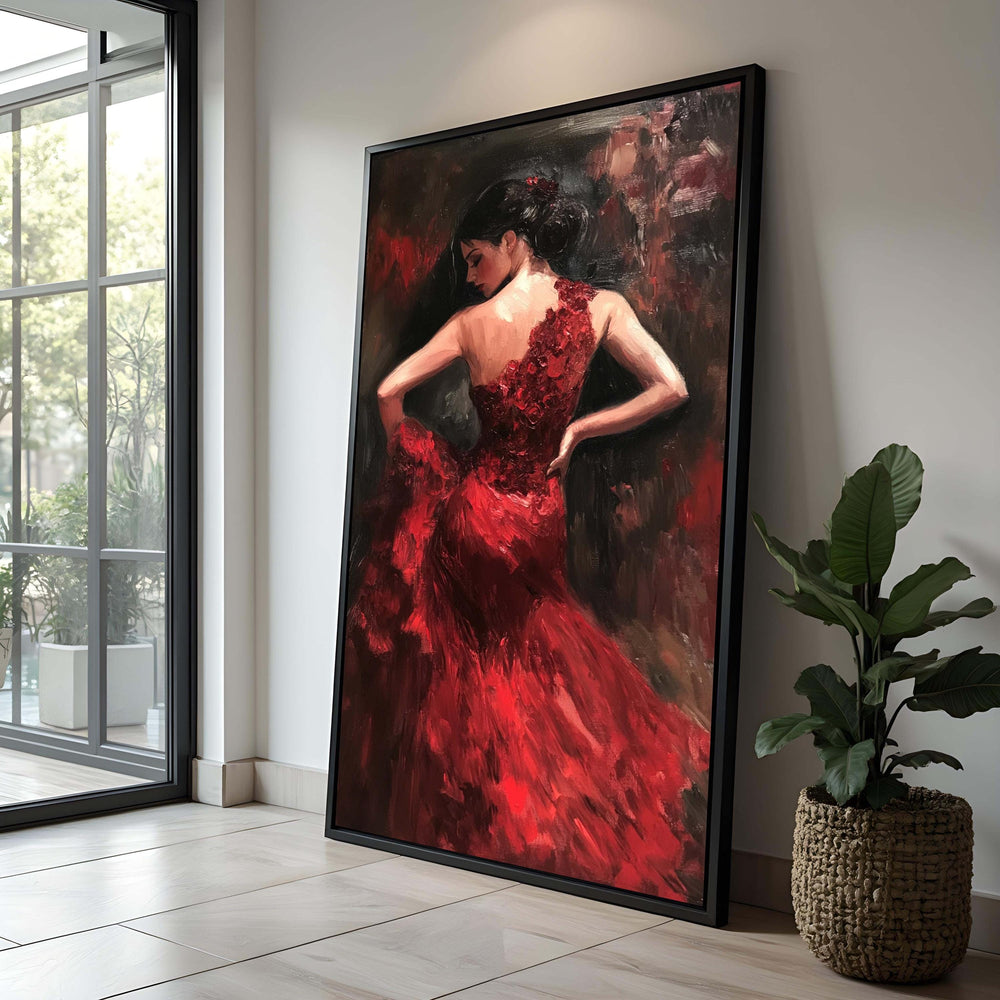 Flamenco Dancer Canvas Print: Passionate Spanish Art, Red Dress Decor