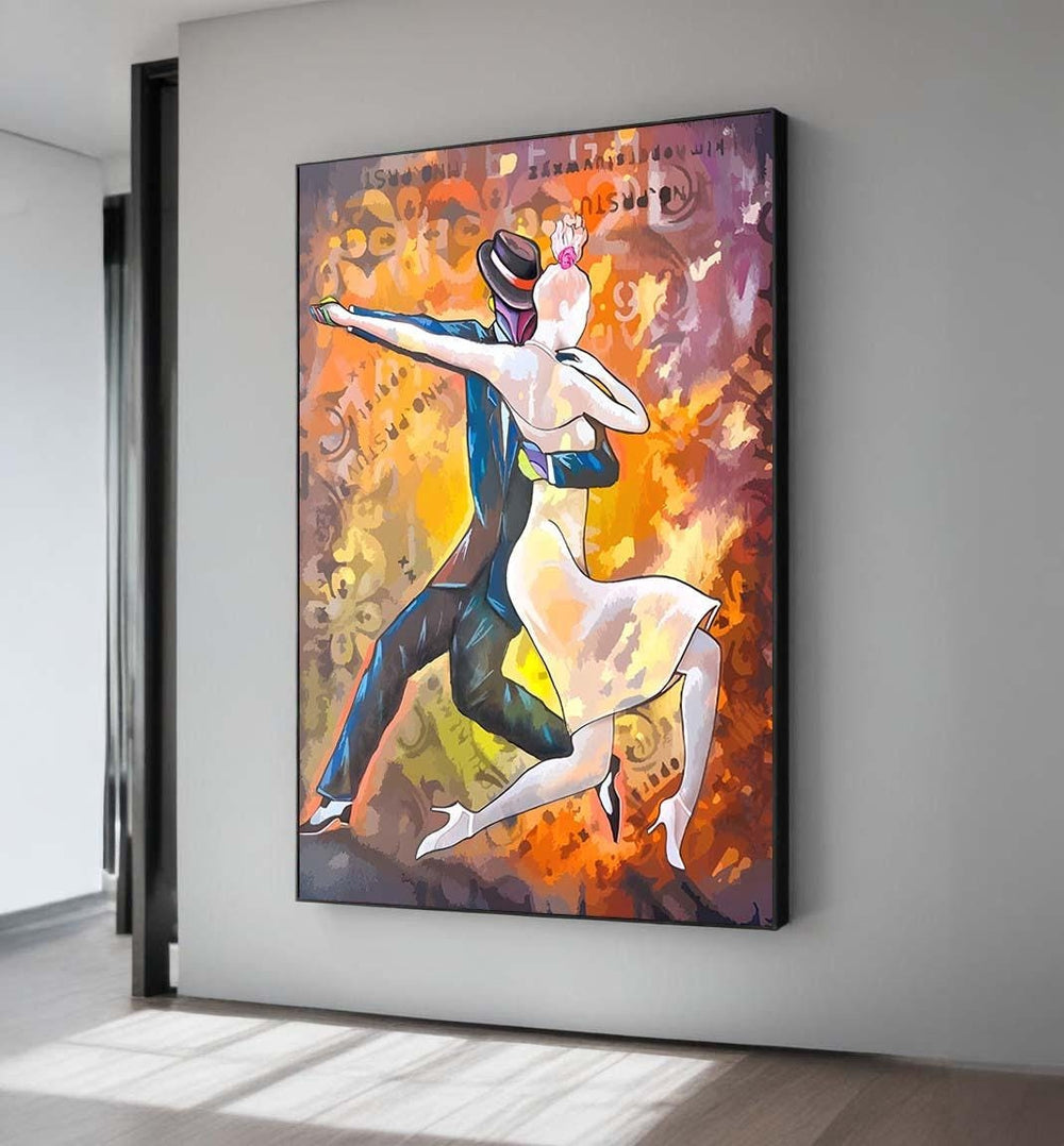 Tango Dance Couple Canvas Art: Passionate Ballroom Painting