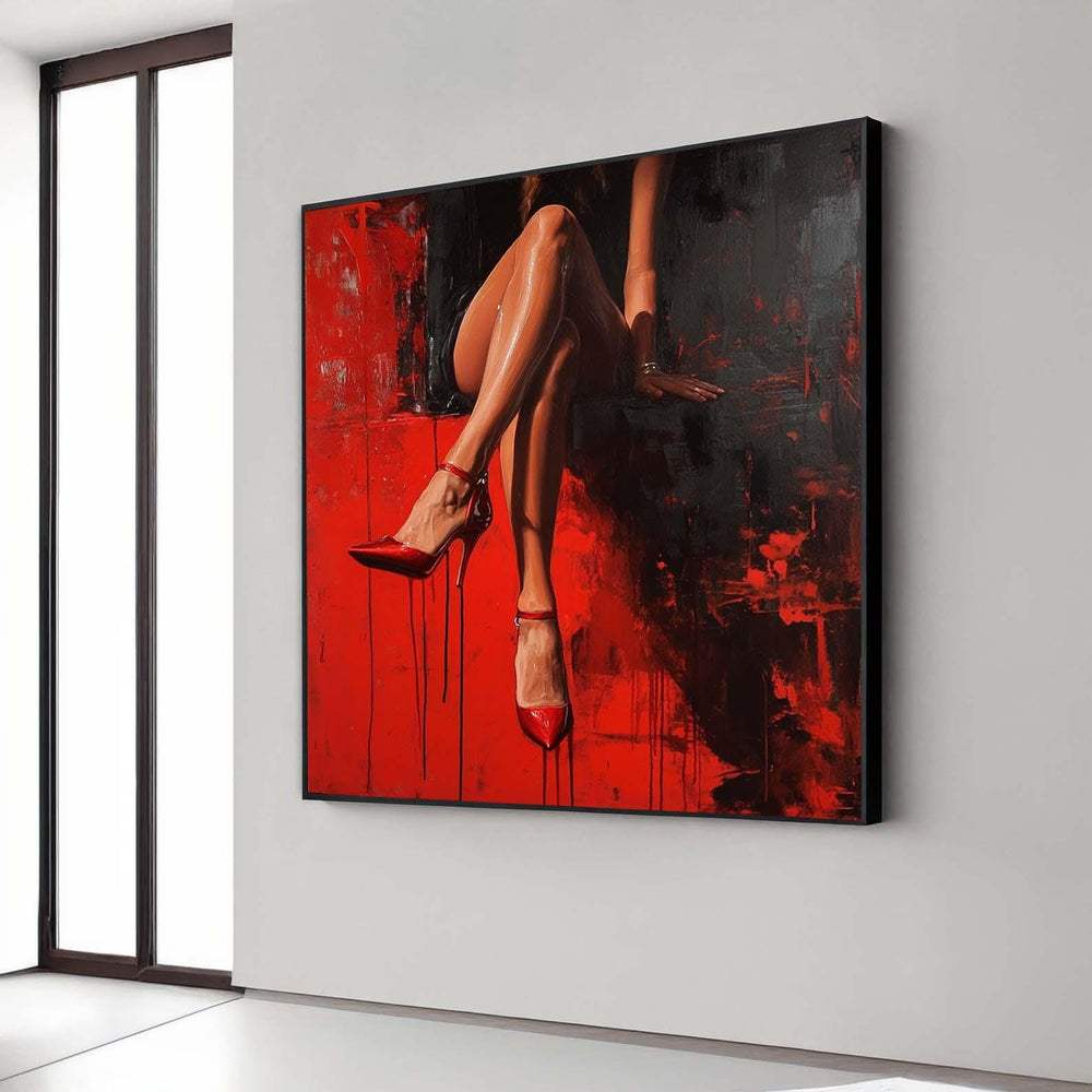 Red High Heels Canvas Art: Sensual Femme Fatale Painting