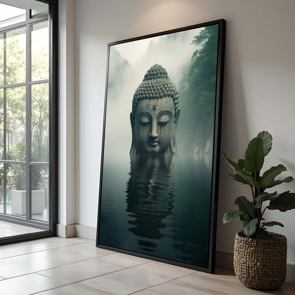 Zen Buddha Head Canvas Print: Minimalist Spiritual Wall Art