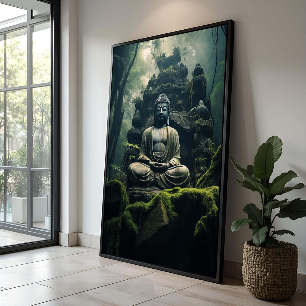 Green Forest Buddha Canvas Print: Serene Zen Wall Art