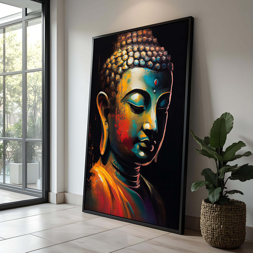 Colorful Buddha Canvas Art: Abstract Zen Meditation Decor