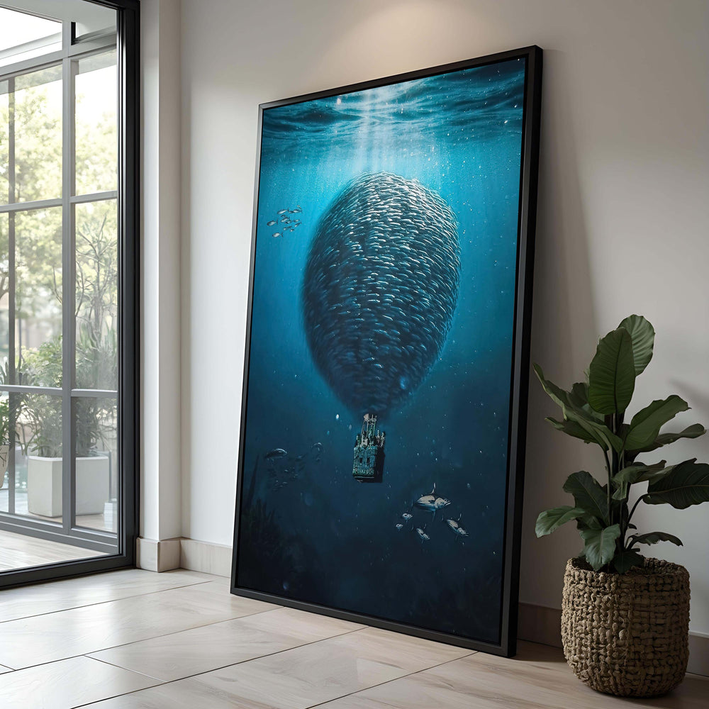 Underwater Fish Balloon Canvas Art: Dreamy Ocean Wall Decor