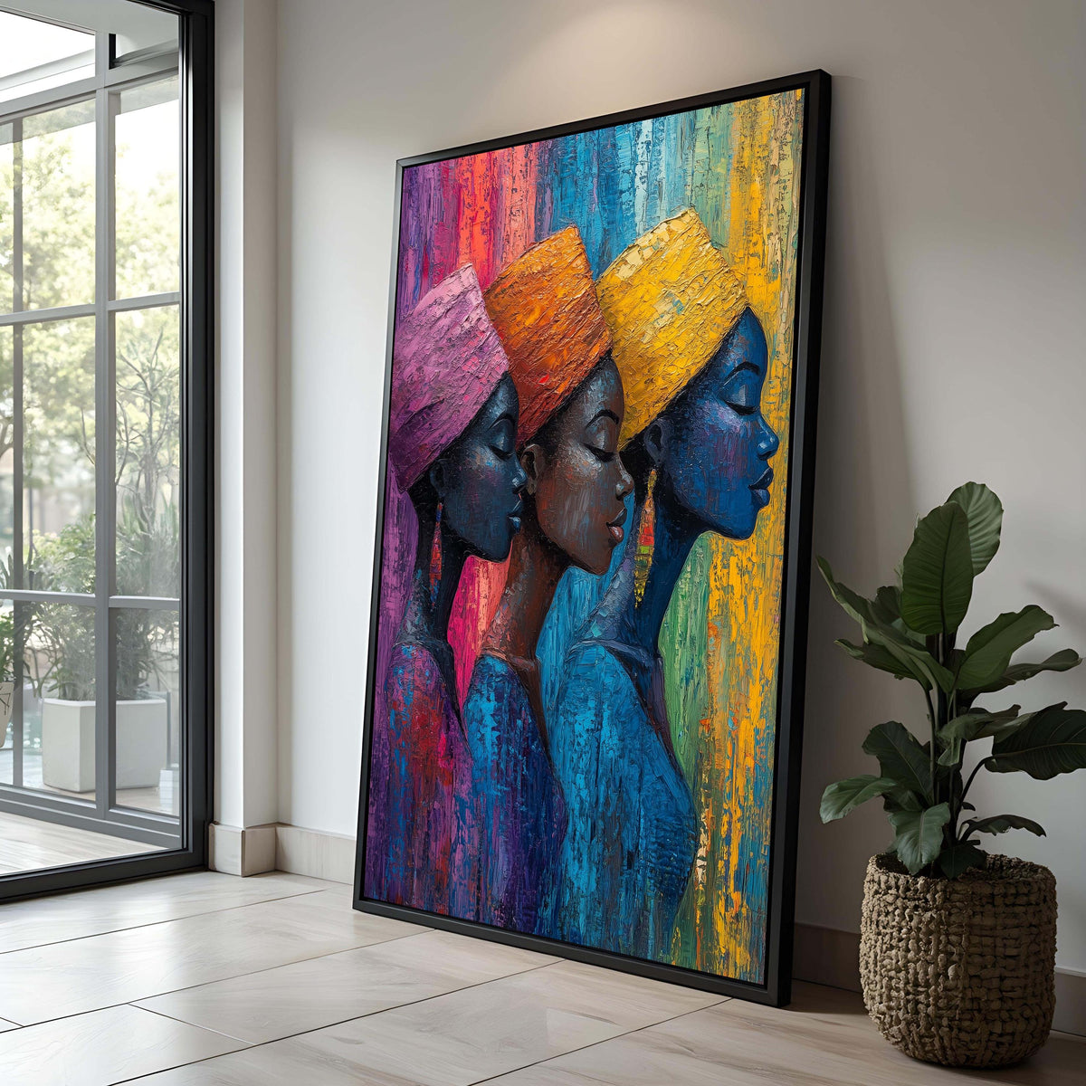 Colorful African Women Canvas Art: Ethnic Culture Portrait