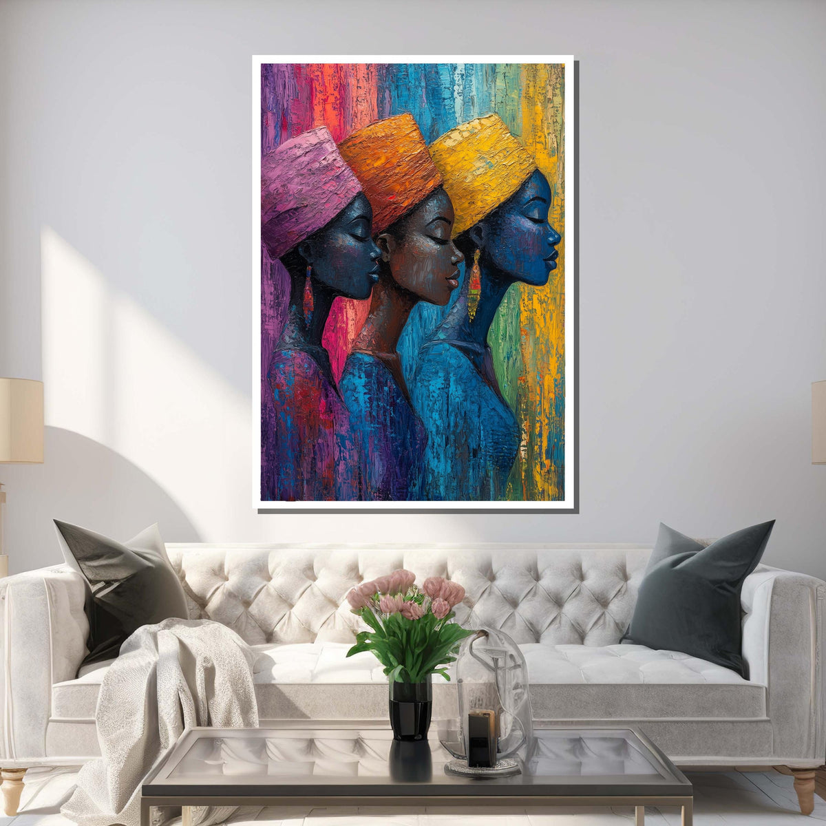 Colorful African Women Canvas Art: Ethnic Culture Portrait