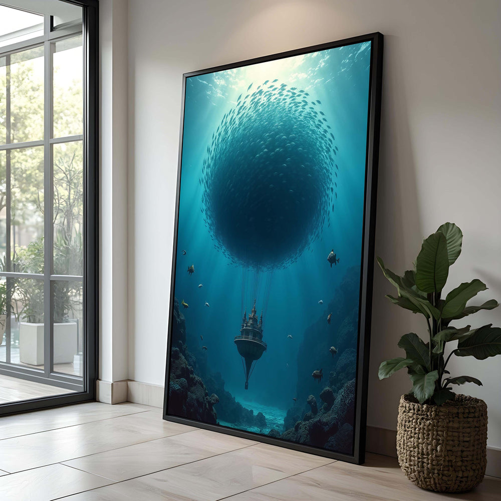 Underwater Castle Canvas Print: Surreal Ocean Wall Art