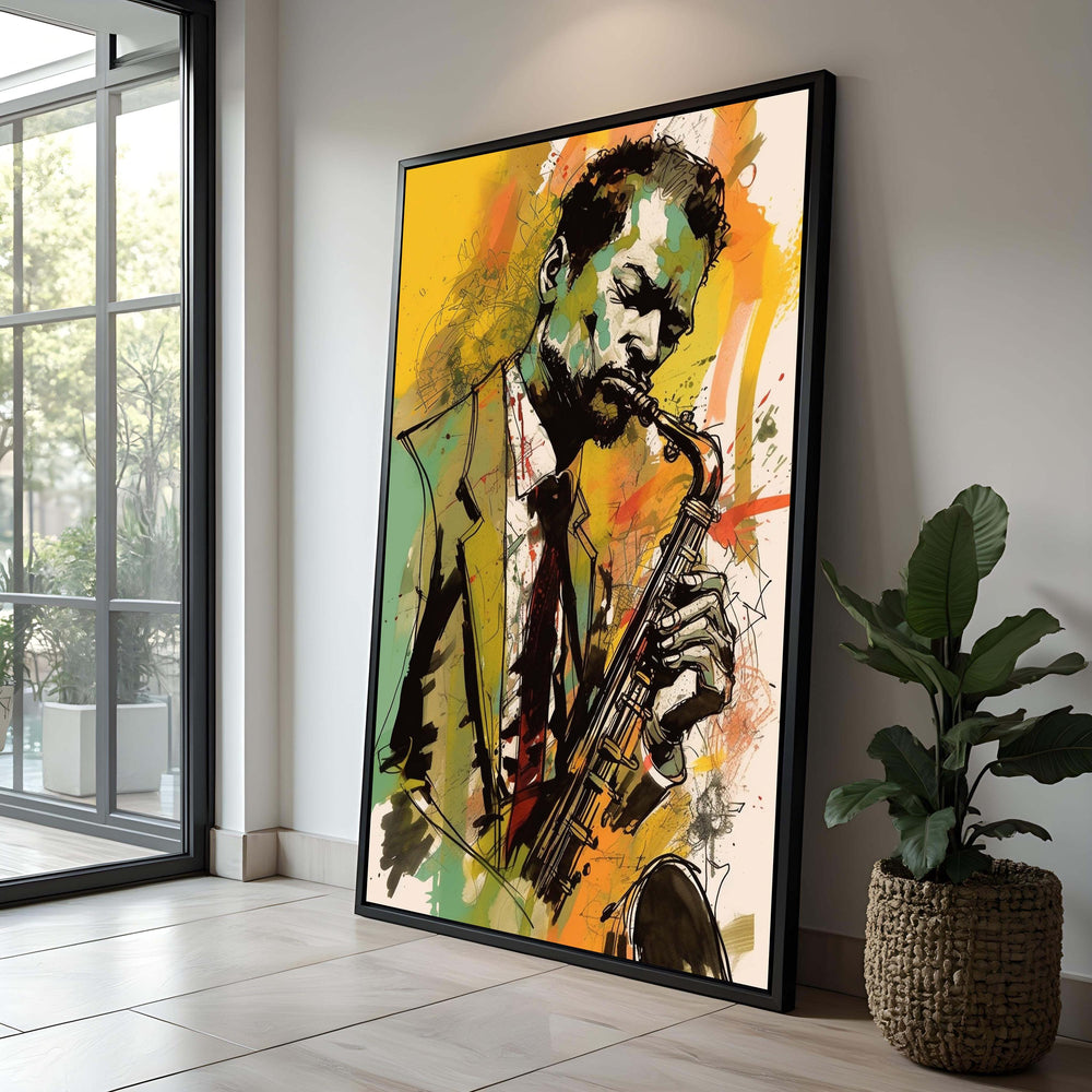 Jazz Saxophonist Canvas Print: Abstract Musician Illustration