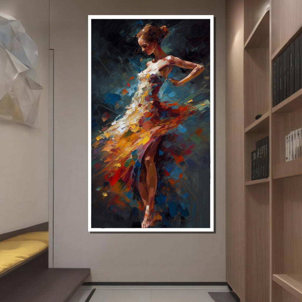Abstract Dancer Canvas Art: Colorful Ballet Painting