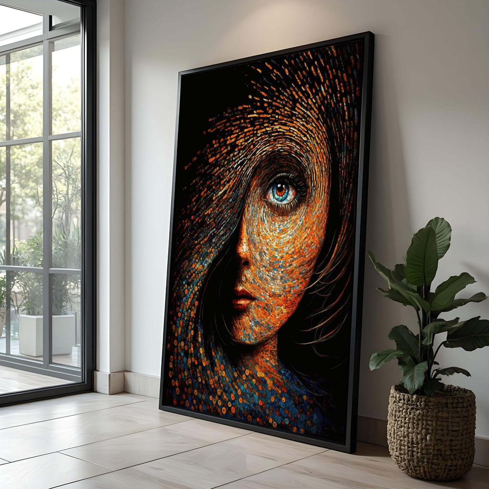 Abstract Female Portrait Painting: Vibrant Swirl Art Print