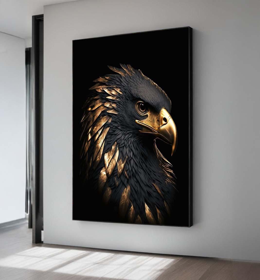 Golden Eagle Canvas Print – Black and Gold Bird Wall Art