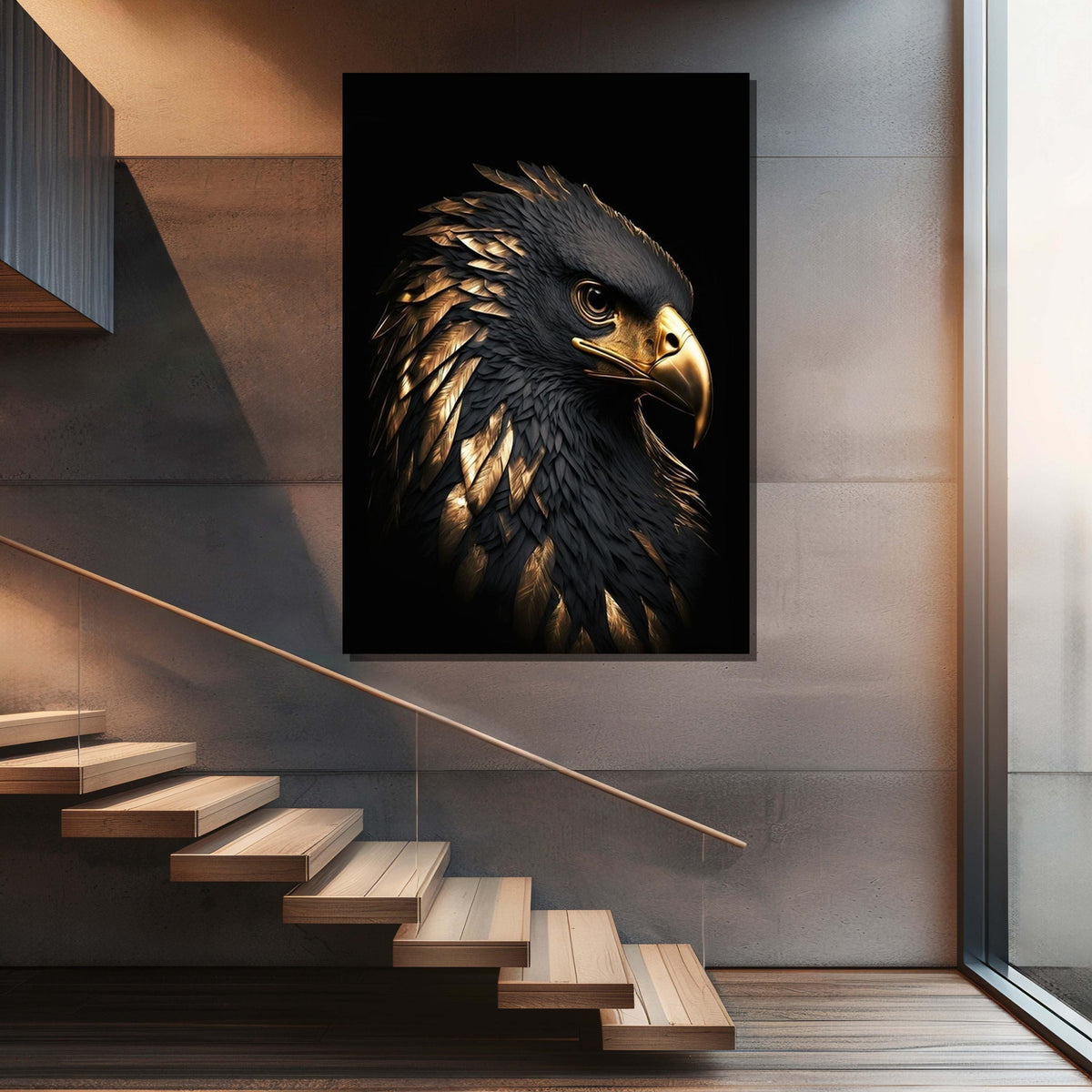 Golden Eagle Canvas Print – Black and Gold Bird Wall Art