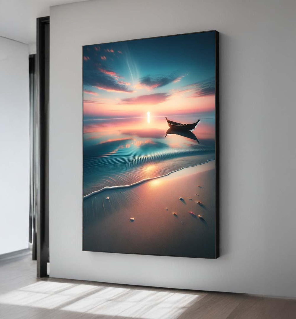 Sunset Beach Canvas Art: Coastal Seascape Wall Decor