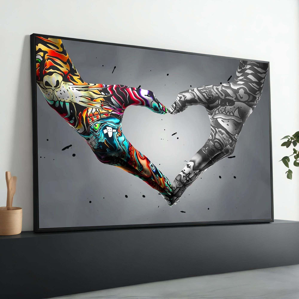 Tattoo Art Hand Heart Canvas Print: Graffiti Pop Art Wall Decor